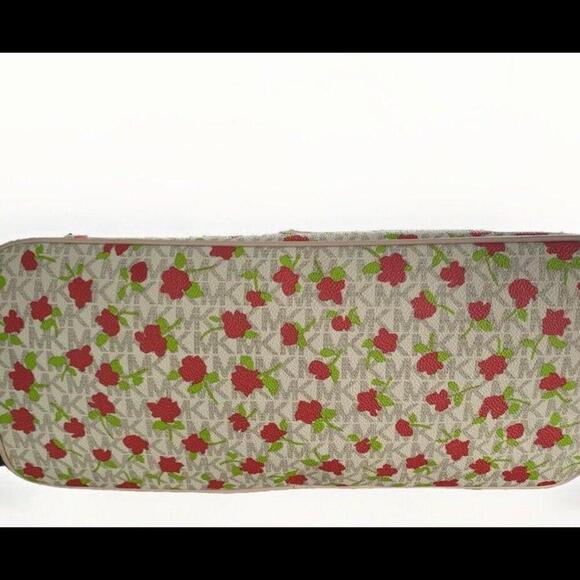 Michael Kors Carter MK Monogram Rose Floral Vanilla Large Tote Bag Purse AB-2012 - Picture 10 of 15